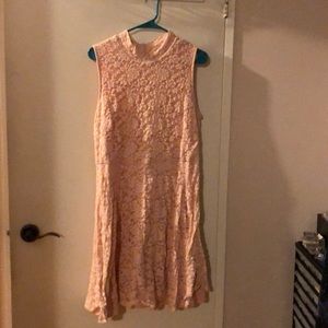 Blush lace afternoon dress plus size